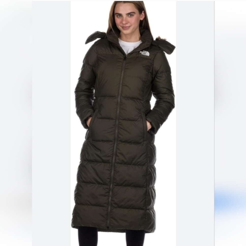 Vintage North Face Parka 600 Down Metropolis Hooded Long Puffer Coat Brown Large